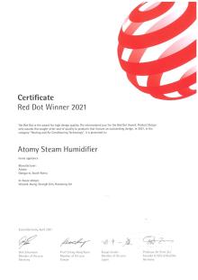 Ganador del premio principal de los Red Dot Design Awards (humidificador de vapor, purificador de tamaño mediano)